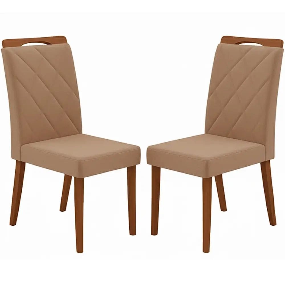 Kit 2 Cadeiras California em Veludo Estofadas Minas Plac Cor Capuccino