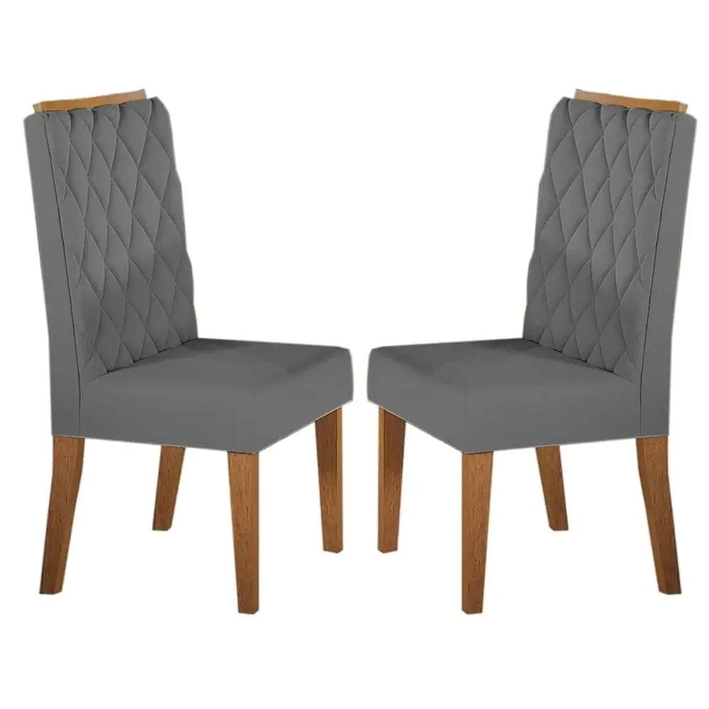 Kit 2 Cadeiras Iza em Veludo Estofadas Viero Cor Cinza