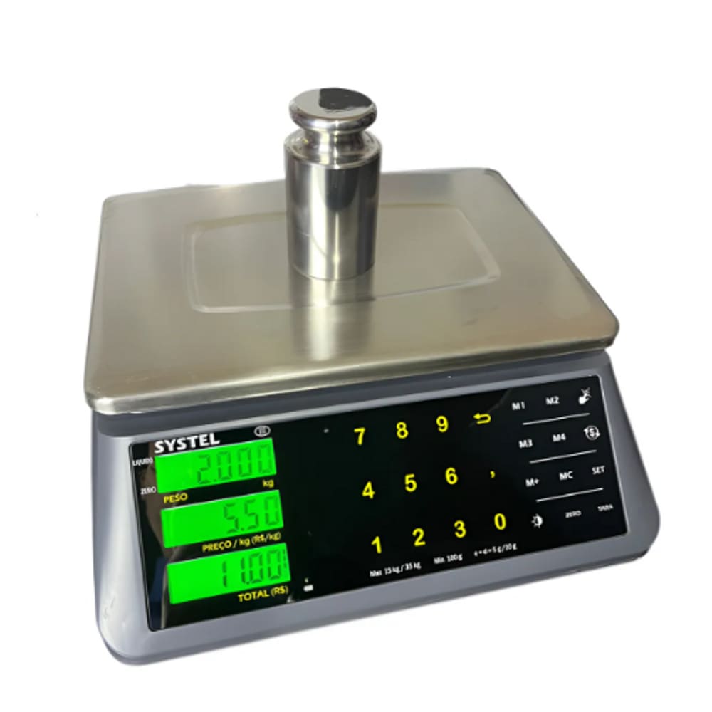 Balança Computadora Systel Micra 35kg - Bateria e Tecla Touch - INMETRO