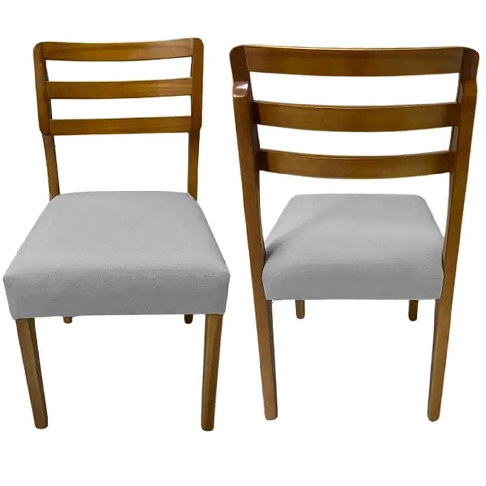 Kit 2 Cadeiras Turquia Madeira Tecido Linho HR Cor Cinza