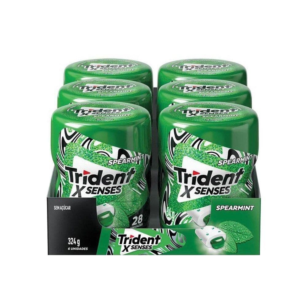 Chiclete Trident XSenses Spearmint sem açúcar Menta Garrafa - Caixa com 6 Unidades