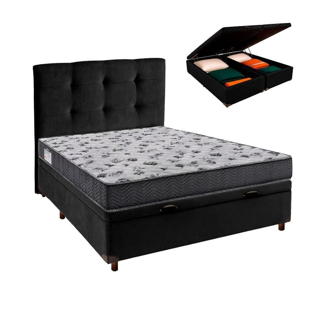 Kit Cama Box Bau + Cabeceira + Colchão Casal D33 - Iso100 - Ortobom