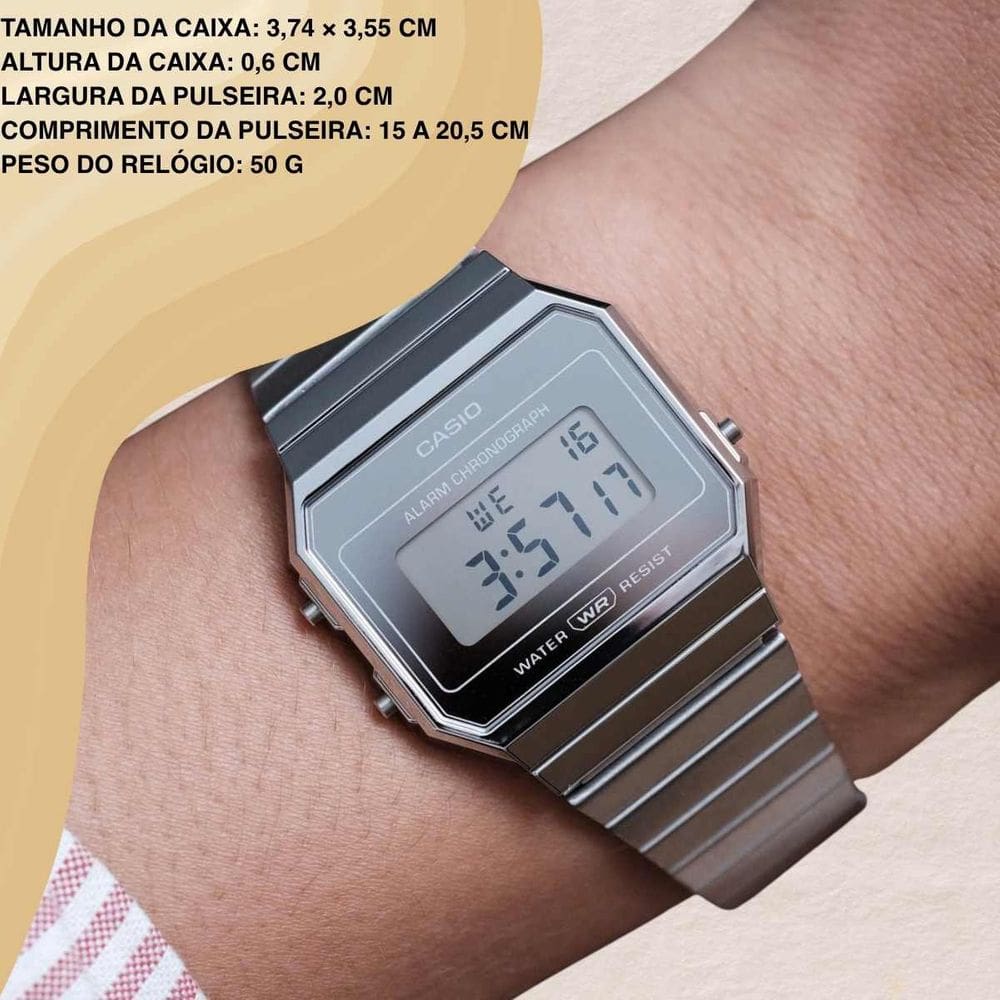 Relógio Casio A700WEV-7A Unissex Digital Cromado | Casas Bahia
