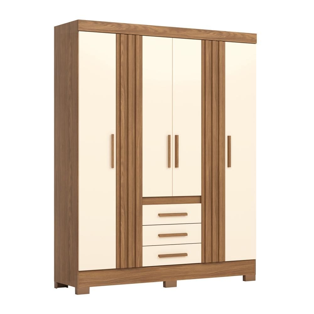 Guarda Roupa 4 Portas 3 Gavetas Nature/Off White
