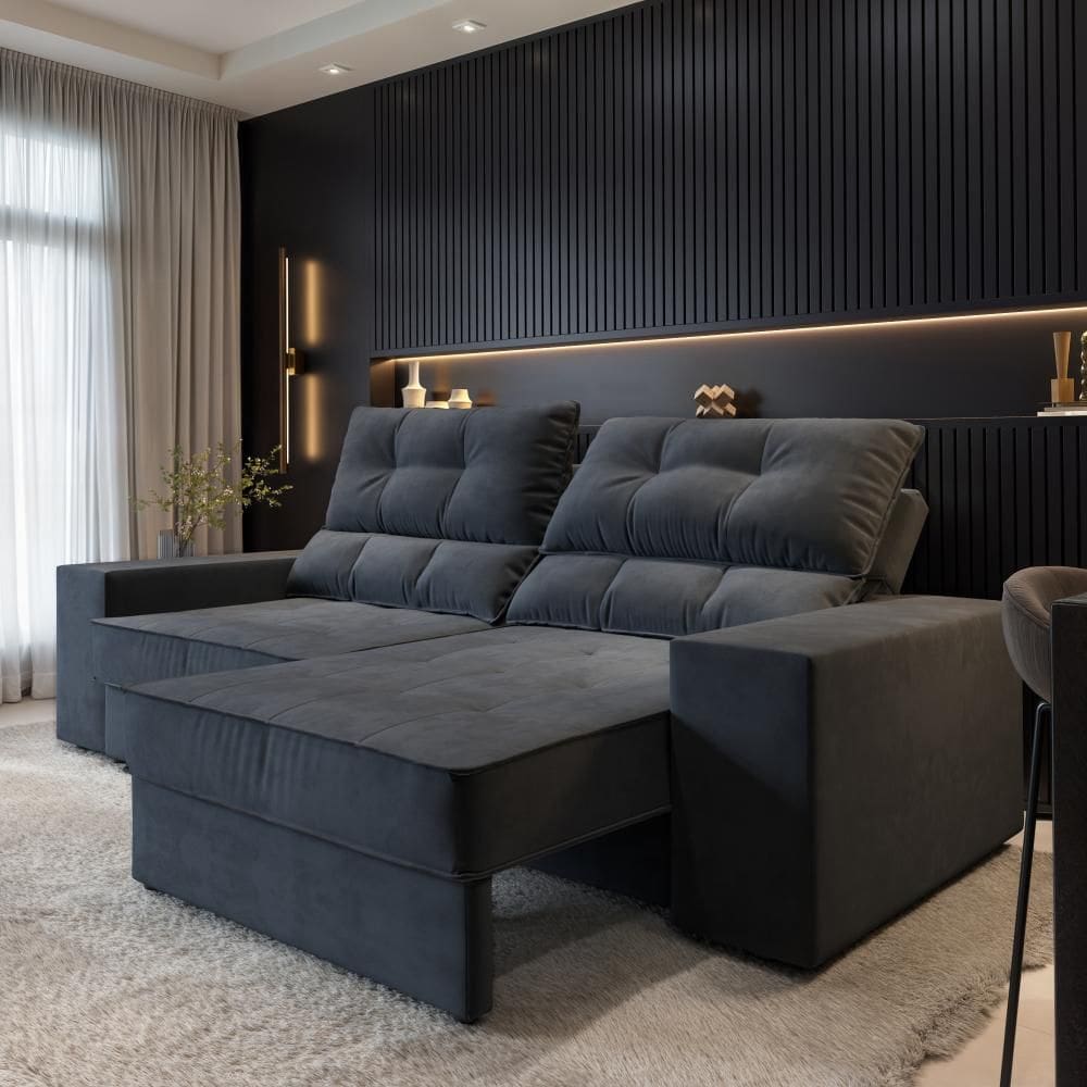 Sofá Larissa 3 Lugares Suede 210cm