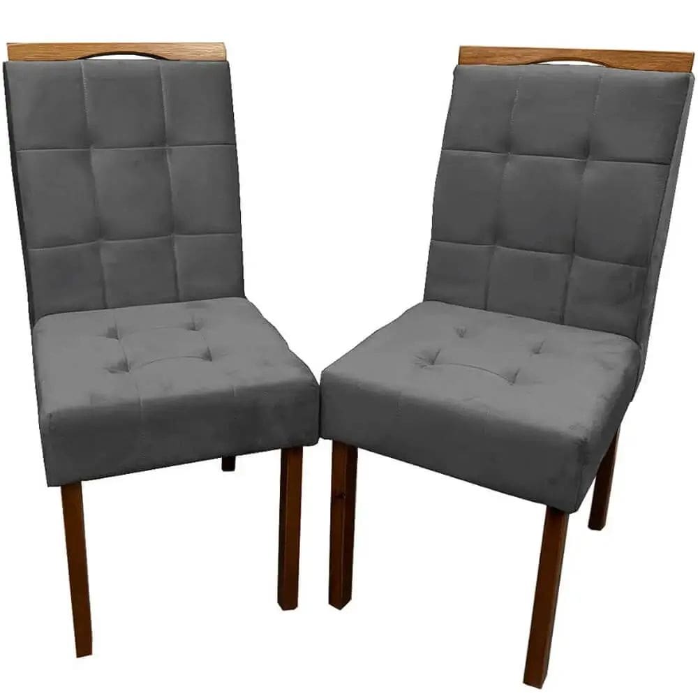 Kit 2 Cadeiras Giulia em Linho Estofadas Boareto Cor Cinza