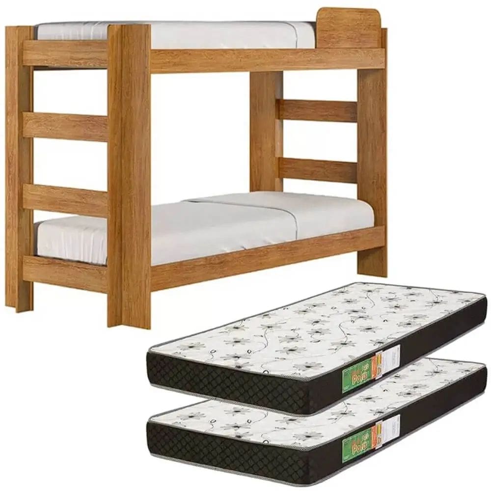 Kit Beliche Florida com 2 Colchões Solteiro D20 88x188 Cor Amadeirado