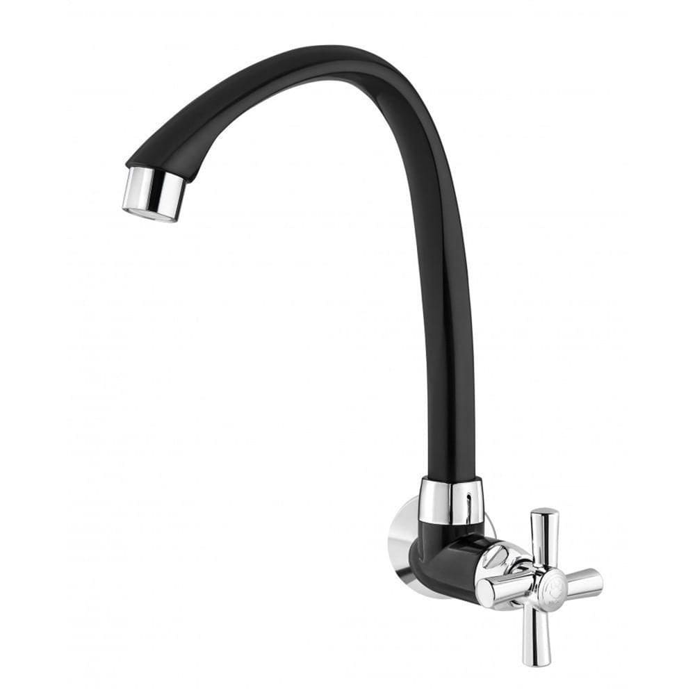 Torneira De Parede Para Cozinha Bica Alta Móvel Cross Preta E Cromada - 300000629 - Tigre