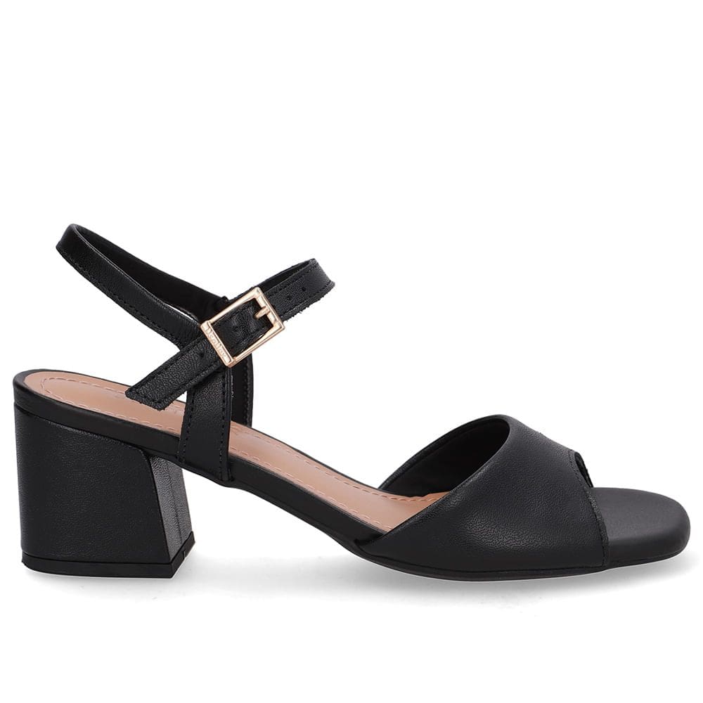 Sandália Feminina Em Couro De Salto Bloco Usaflex Ud09002001