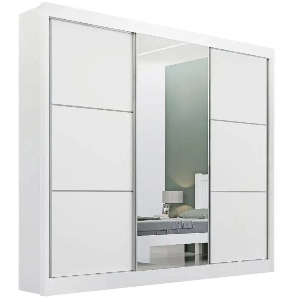 Guarda Roupa Cristal Casal 3 Portas 6 Gavetas D Doro Cor Branco