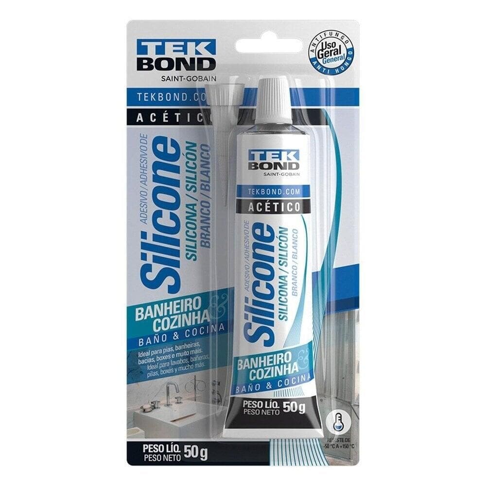 Adesivo Silicone 50g Acético Banheiro e Cozinha - Tudo em Caixa