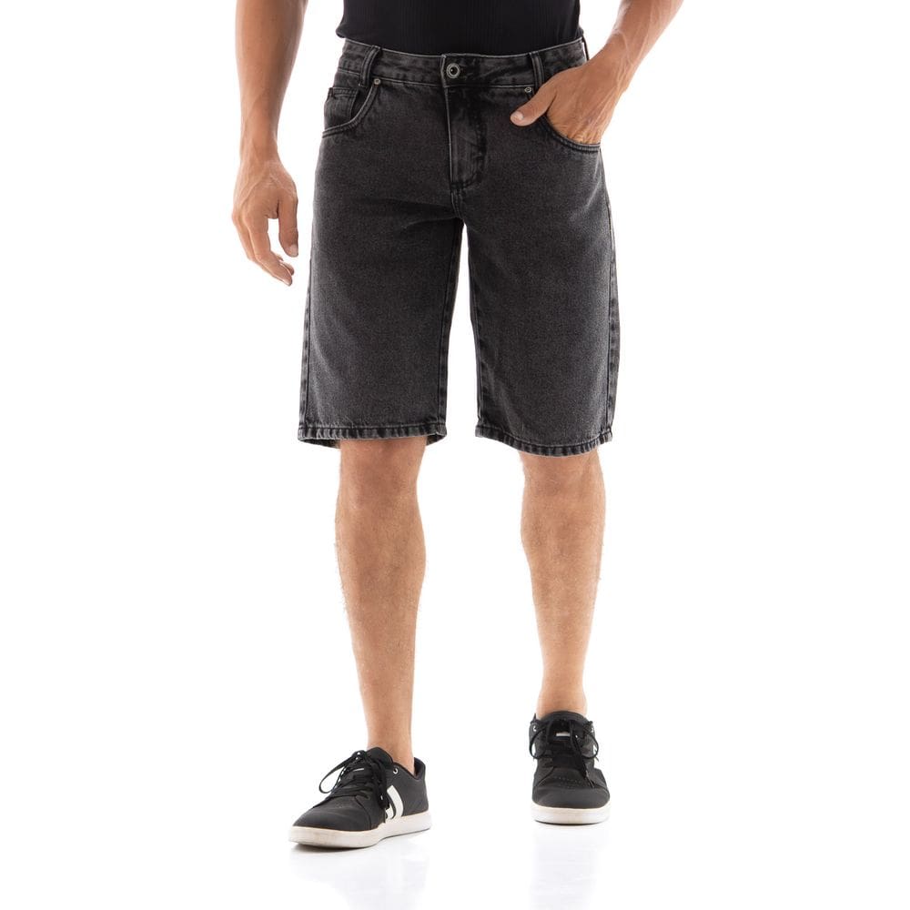 Bermuda Jeans Masculina Arauto Relaxed Black
