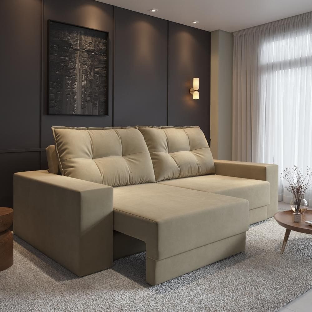 Sofá Luca 4 Lugares Suede 230cm
