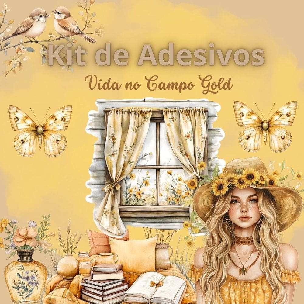 Kit 4 Adesivos Scrapbook Biblia Journal Vida no Campo Gold