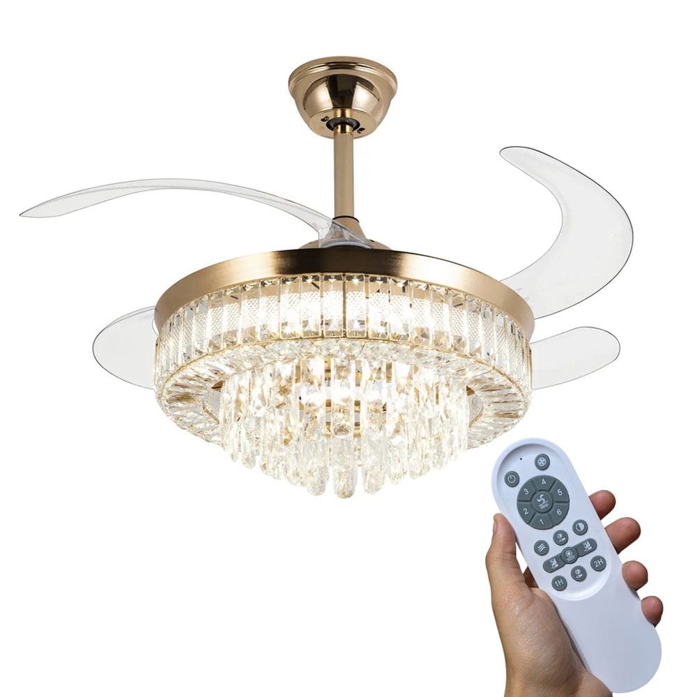 Luminaria Ventilador Retratil Hera Lustre 3 Tons 6 Velocidades Controle Remoto Iluminaçao Sala Estar Casa Quarto