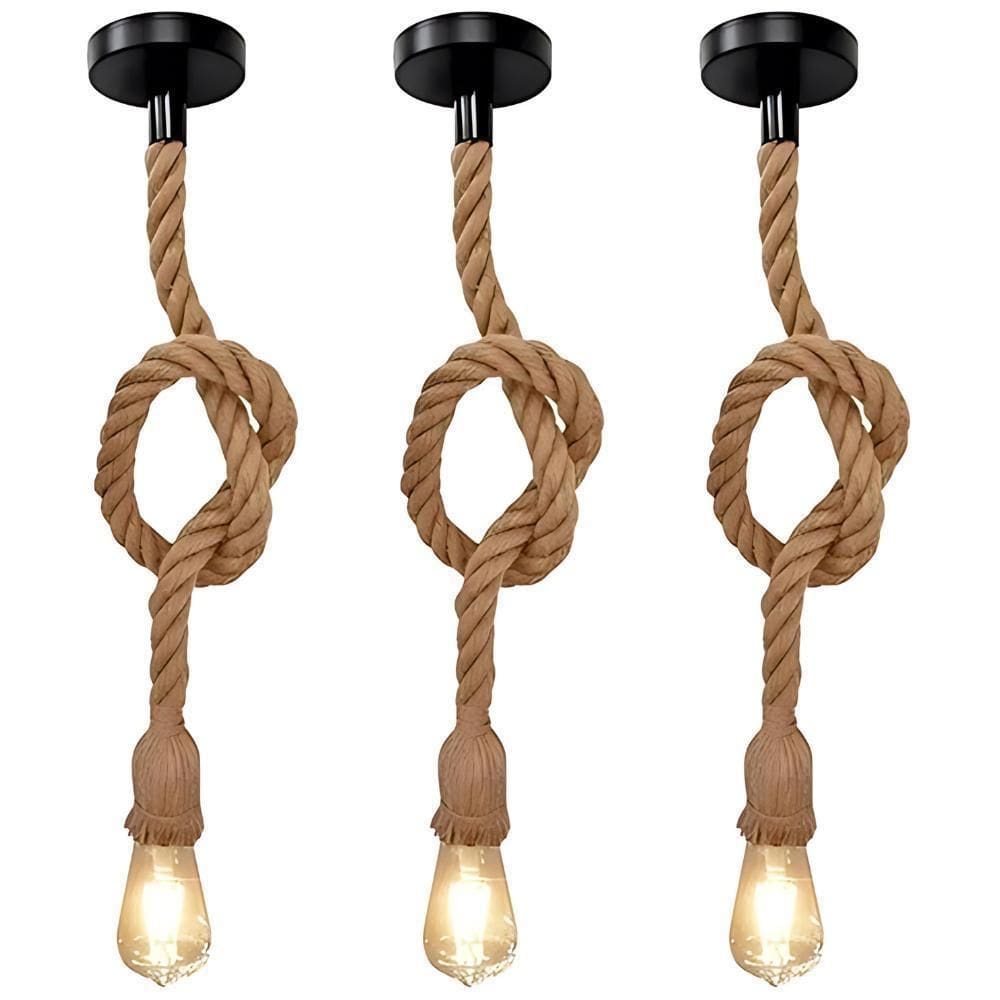 Kit 3 Pendente Corda 1M Retro Vintage Rústico Sisal E27