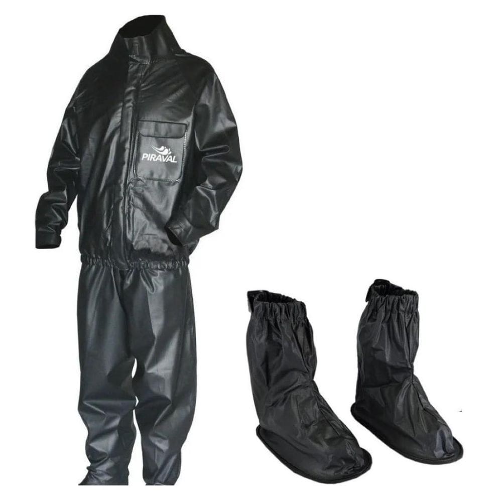 Capa De Chuva Motoqueiro Pvc Piracapas + Polainas Tamanho M