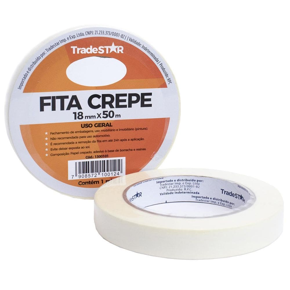 Fita Adesiva Crepe Papel 18Mm X 50M C/24 Rolos 18X50