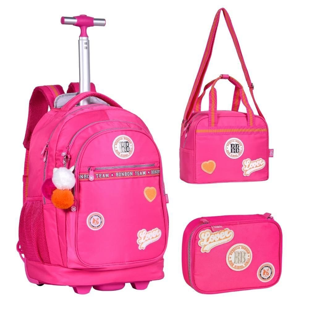 Kit Mochila De Rodinhas Oficial Rebecca Bonbon Rb24008 Rosa