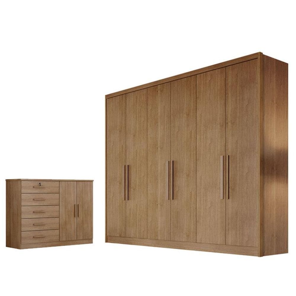 Guarda Roupa Casal New Messina e Cômoda Seul Cumaru 23 - Novo Horizonte