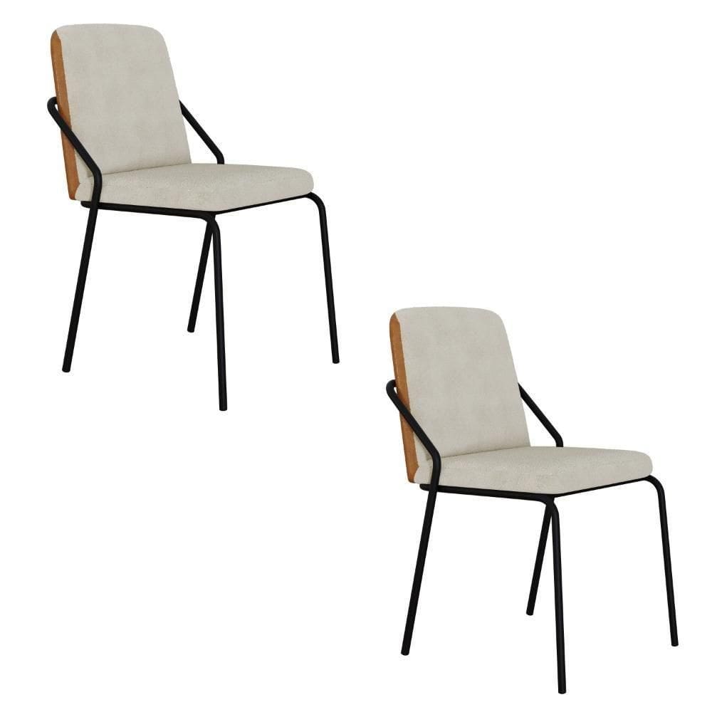 Conjunto 2 Cadeiras De Jantar Bloom Vanilla / Courino Caramelo