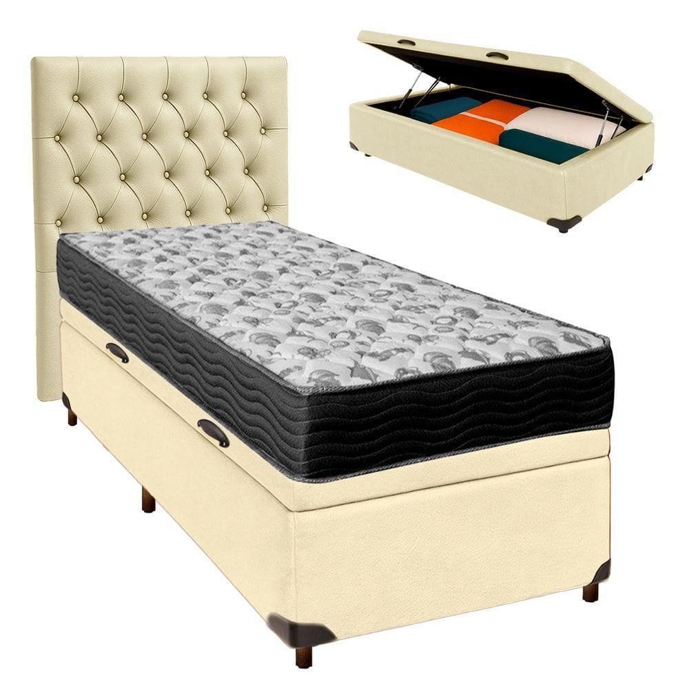 Kit Cama Box Bau + Cabeceira + Colchão Solteiro D33 - Iso100 - Ortobom