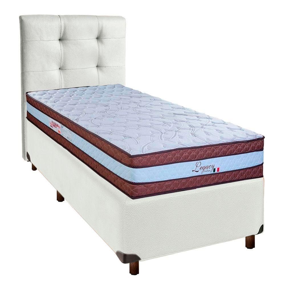 Kit Cama Box + Cabeceira + Colchão Solteiro Molas Ensacadas - Legaccy - Paropas
