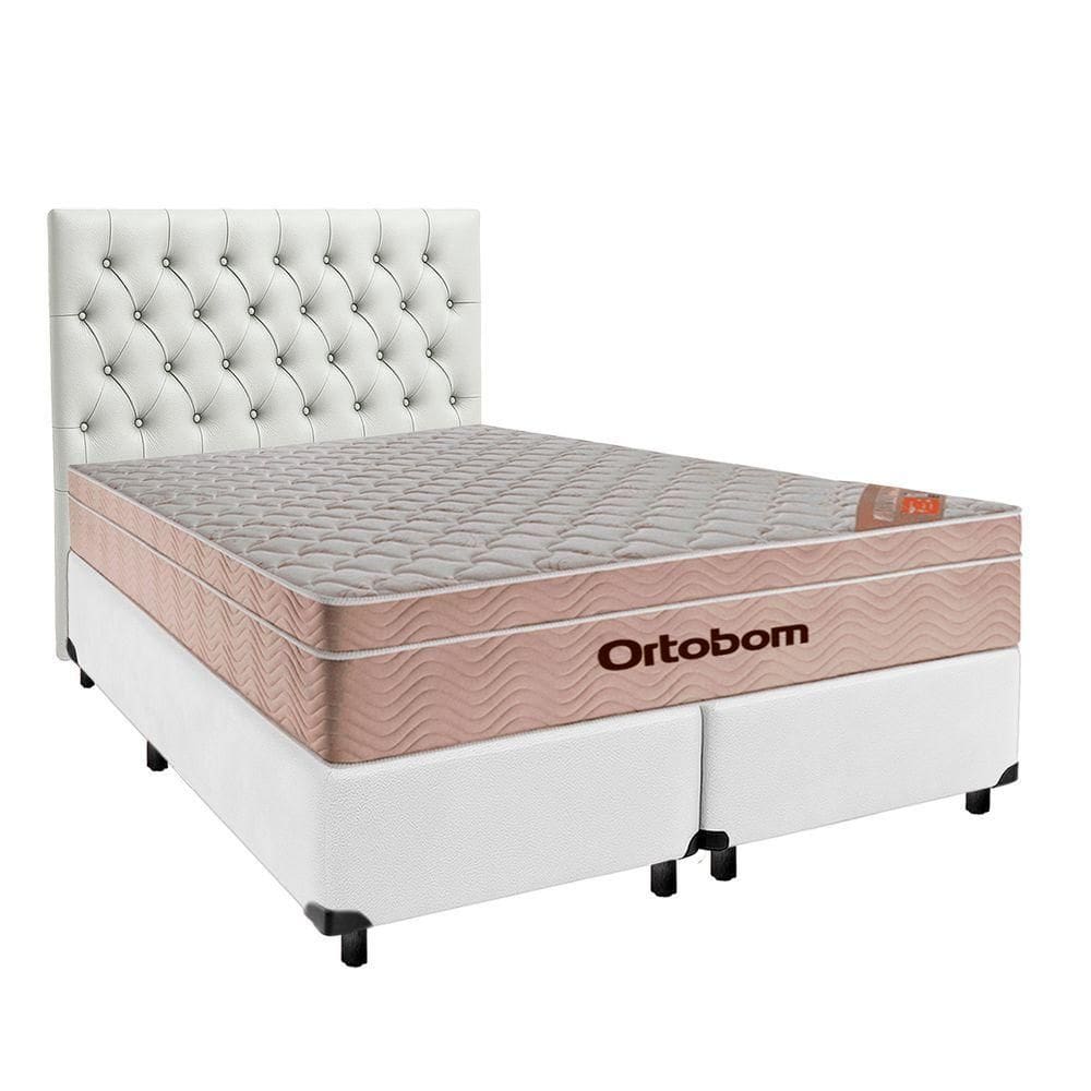 Kit Cama Box + Cabeceira + Colchão Queen Molas Ensacadas - Airtech - Ortobom