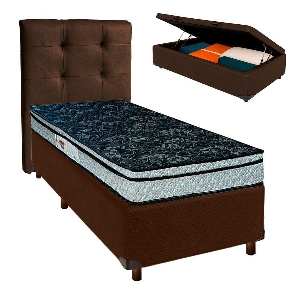 Kit Cama Box Bau + Cabeceira + Colchão Solteiro D28 - Conforto - Paropas