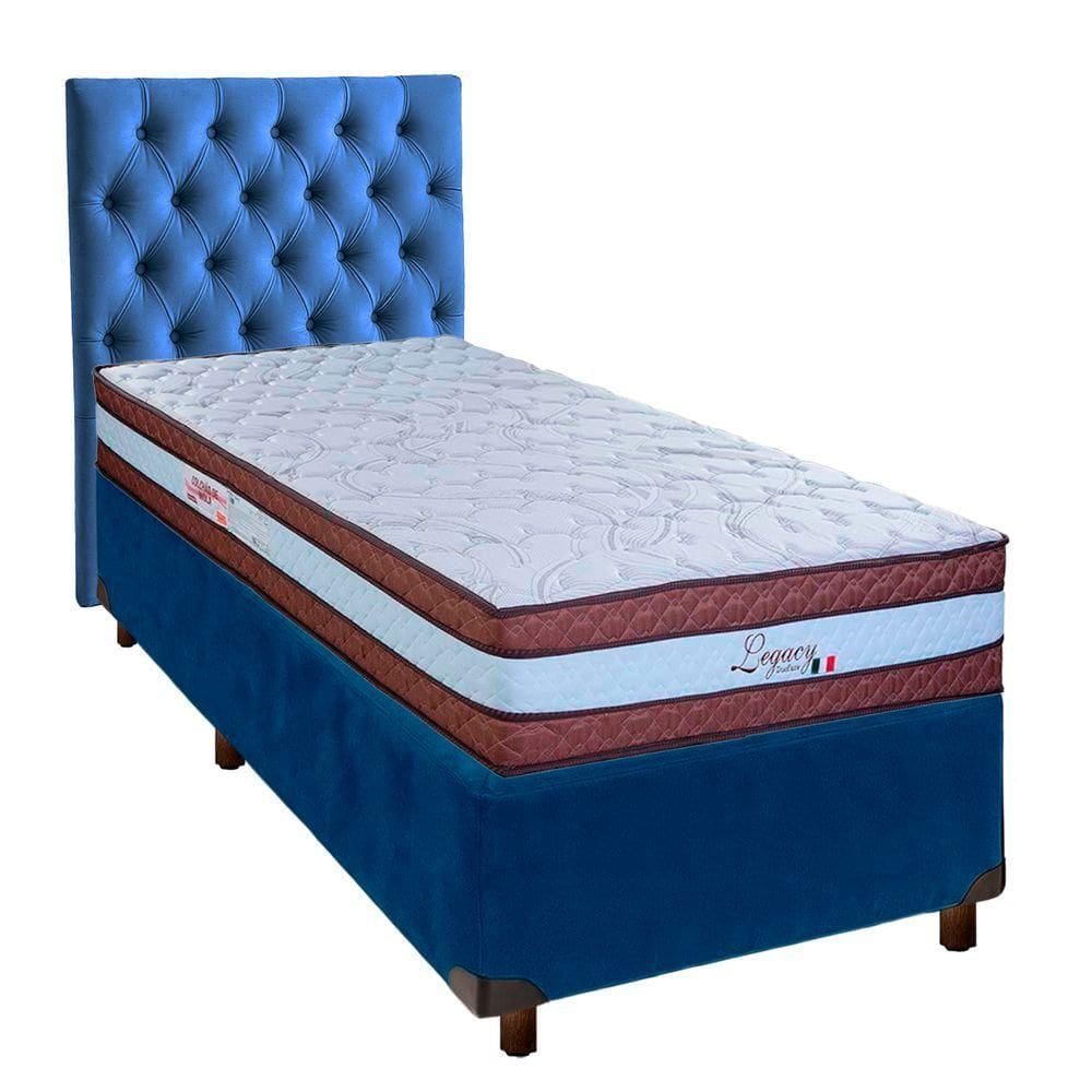 Kit Cama Box + Cabeceira + Colchão Solteiro Molas Ensacadas - Legaccy - Paropas