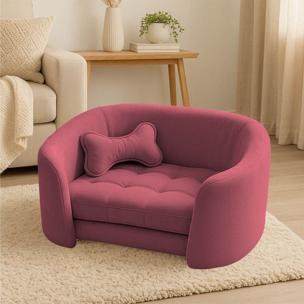 Poltrona Cama Pet Luxo Mell Veludo Premium Para Cães E Gatos Rosa