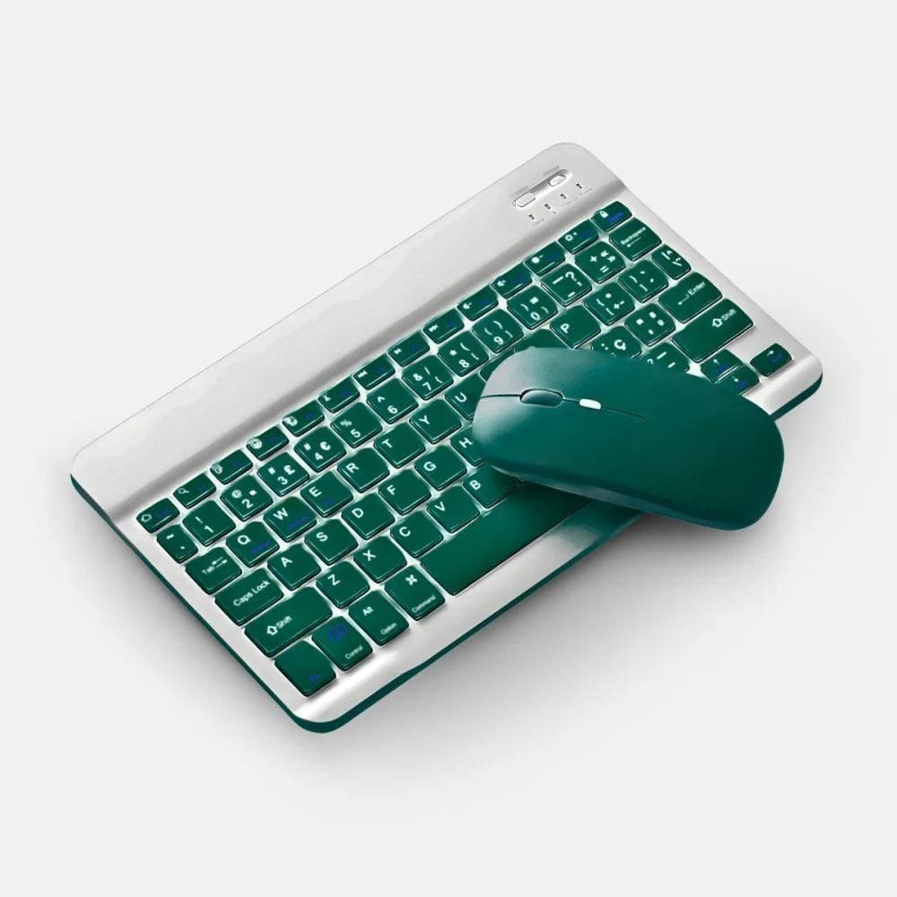 Teclado Sem Fio Bluetooth Recarregável Com Mouse - Verde Esc
