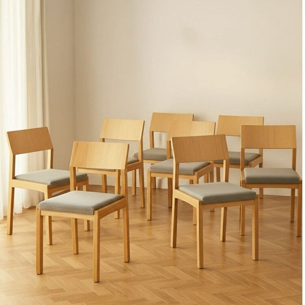 Kit 8 Cadeiras para Sala de Jantar Madeira Maciça Less Amendoa