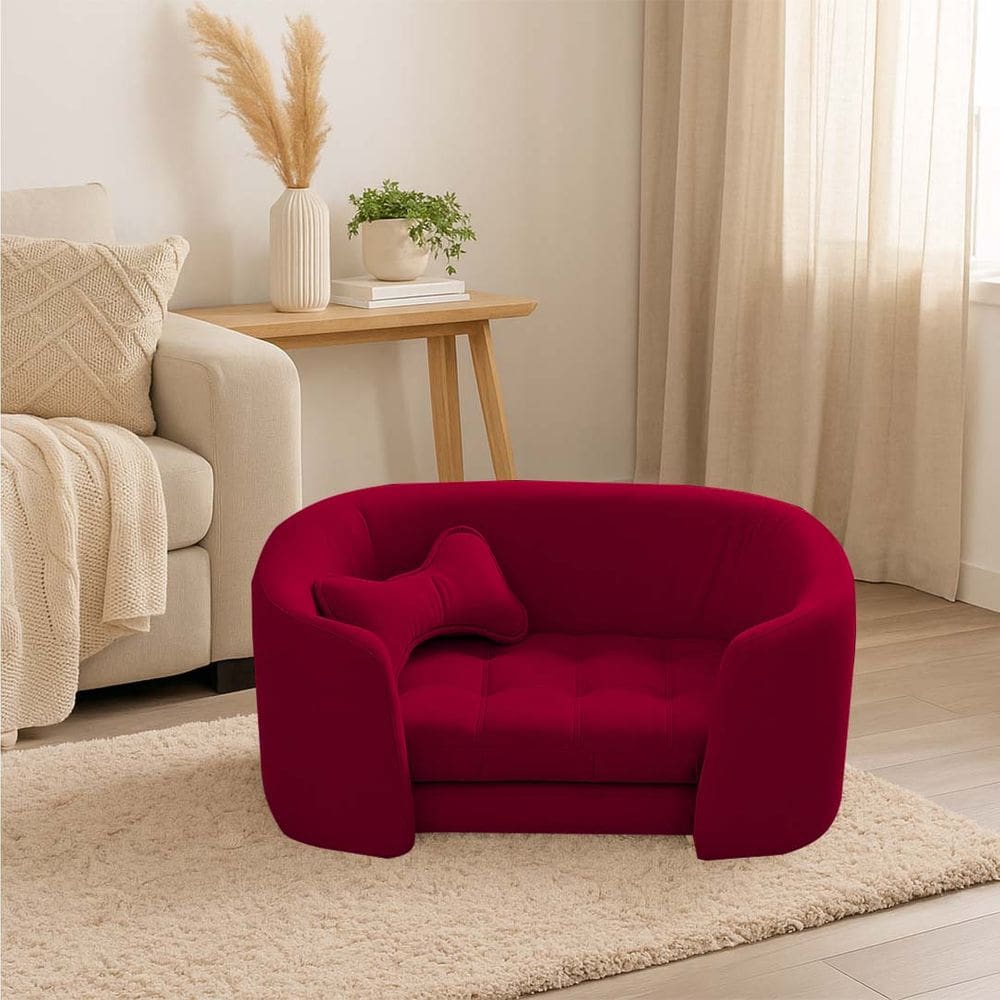 Poltrona Cama Pet Luxo Mell Veludo Premium Para Cães E Gatos Vermelho