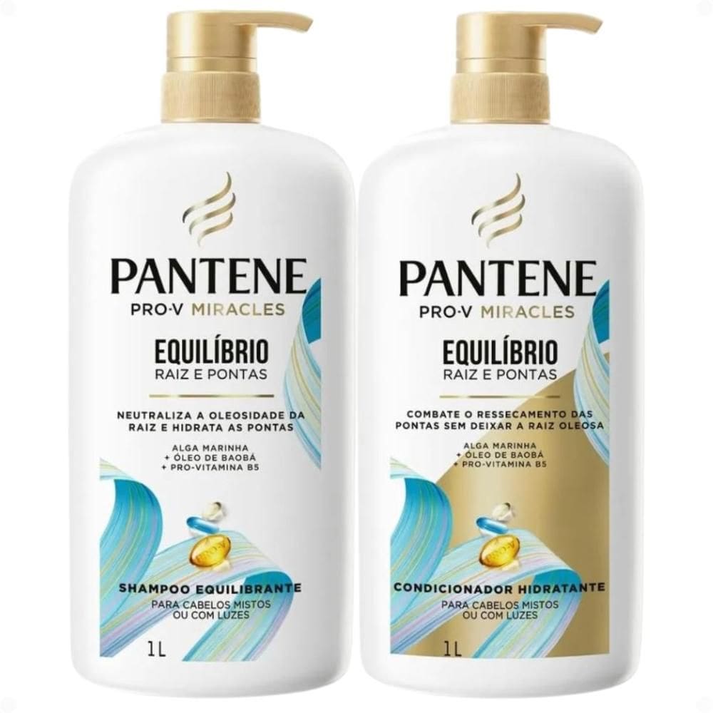 Kit Pantene Pro-V Equilíbrio Raiz e Pontas: Shampoo e Condicionador 1L