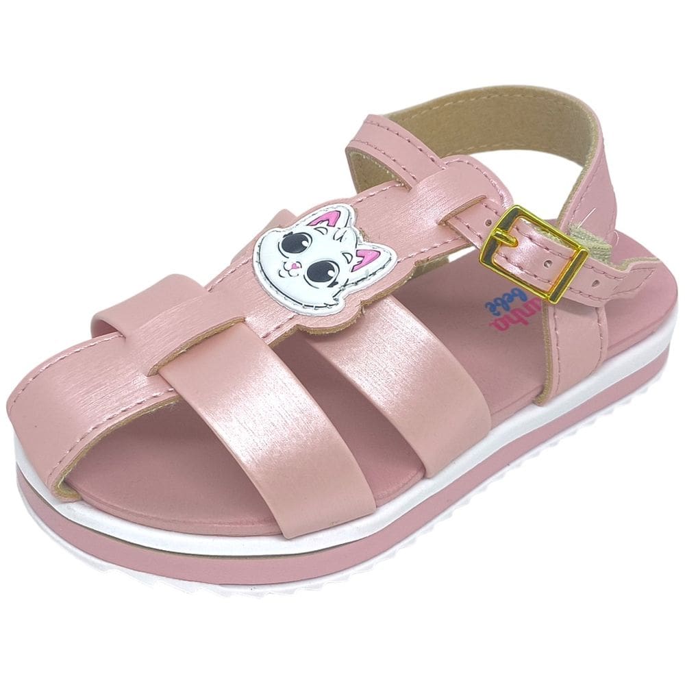 Sandalia Infantil Menina Tiras Ajustável Gatinha Molekinha