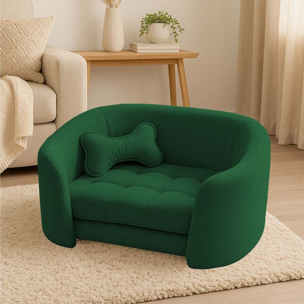 Poltrona Cama Pet Luxo Mell Veludo Premium Para Cães E Gatos Verde