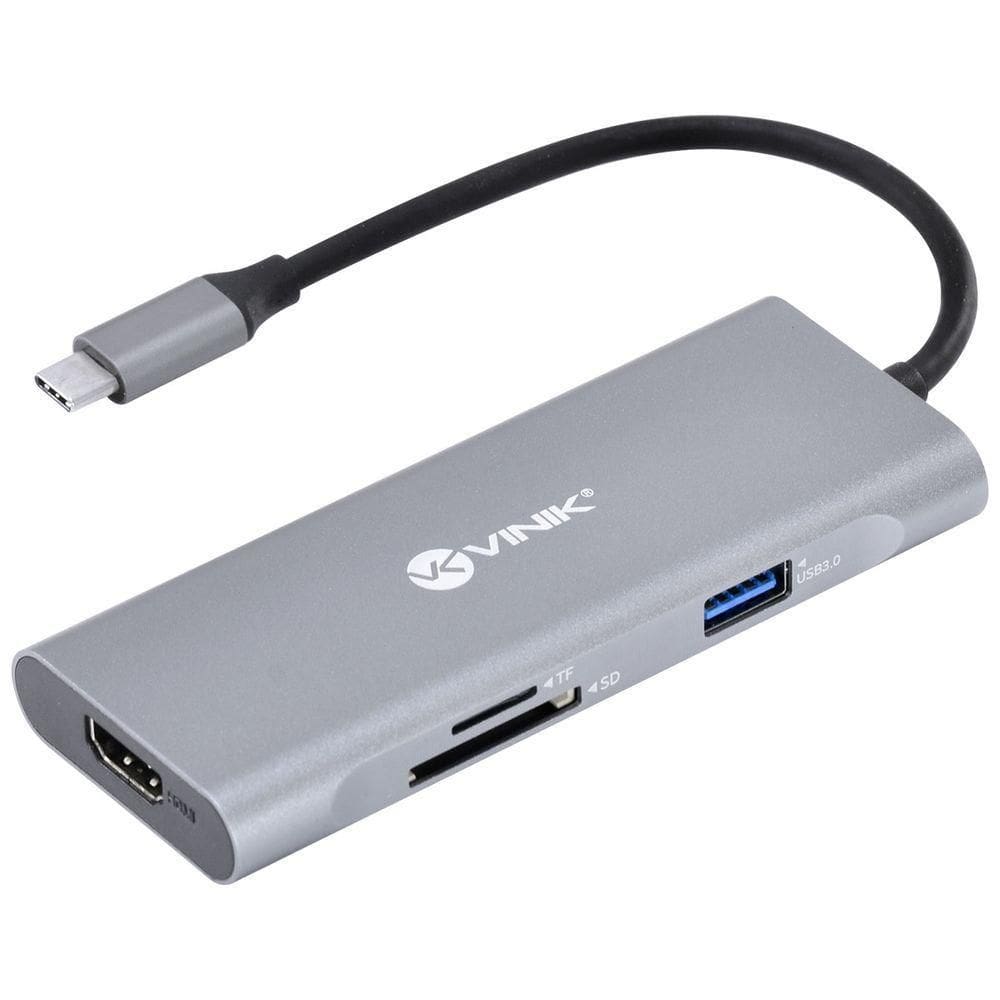 Hub Usb Tipo C - Type C 7 Em 1 Com 3 Usb + Leitor De Cartao Sd-tf + Hdmi + Tipo C Power