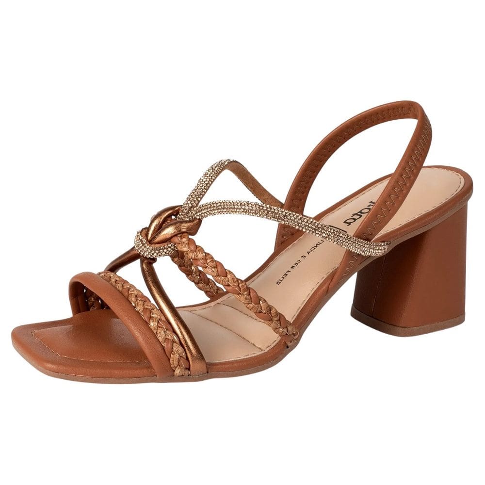 Sandália Feminina Elástico Macio em Tiras Salto Medio Dakota