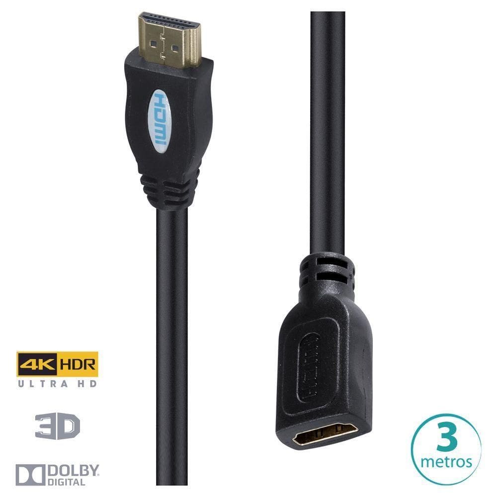 Cabo Extensor Hdmi 4k Ultra Hd 3d Conexao Ethernet 3 Metros - H20f-3