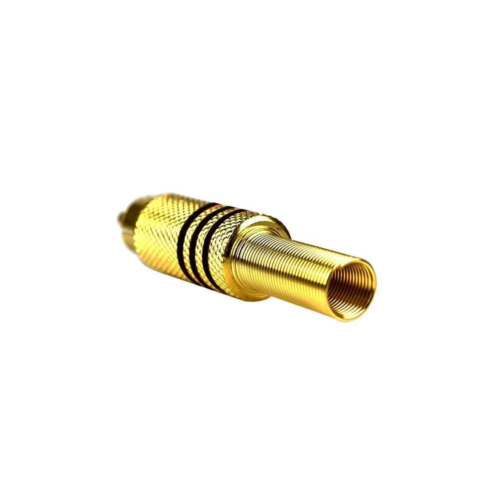 Plug Rca Gold Evus Com Mola Listras Pretas Macho C-072