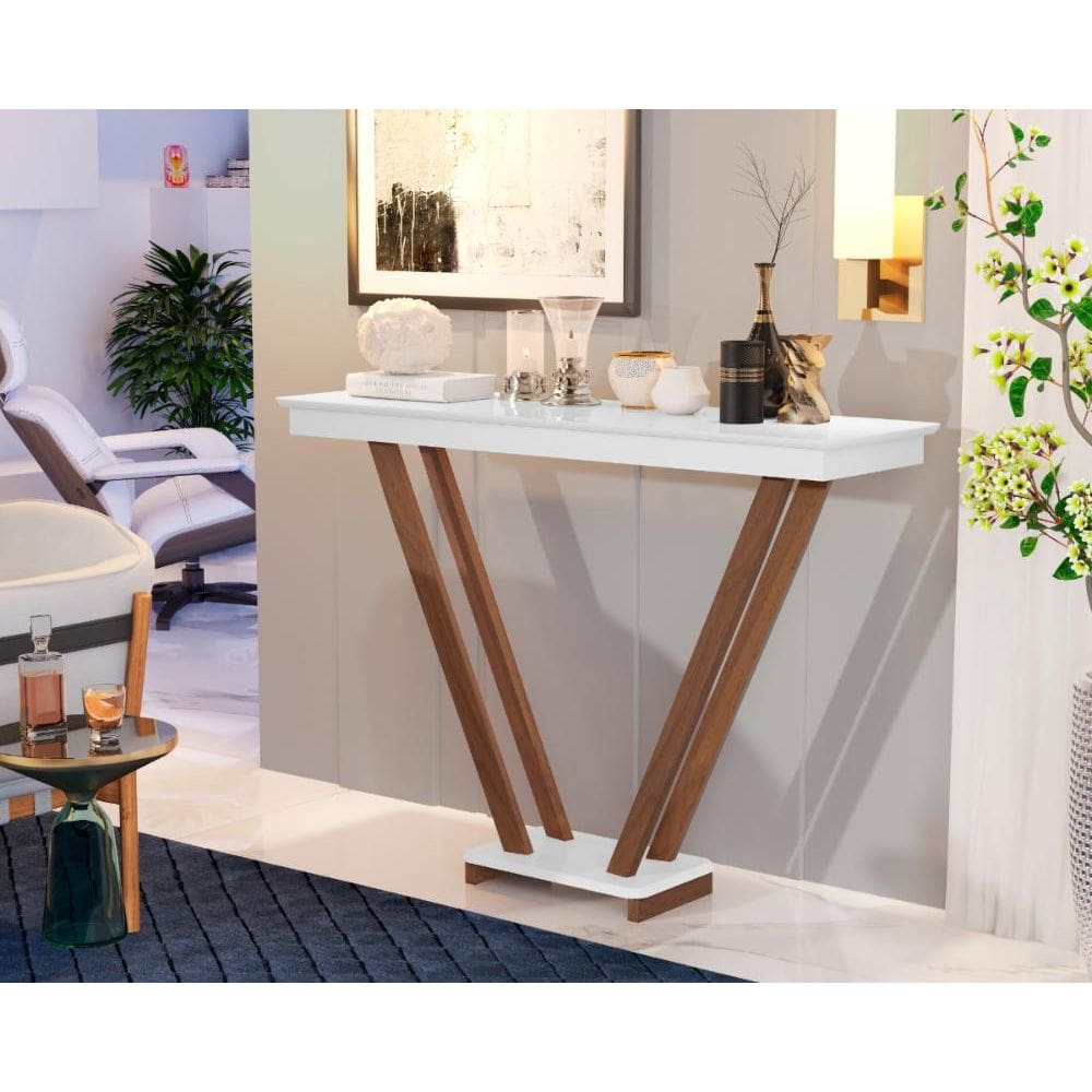 Aparador Imperial Invertido Pés de Eucalipto Maciço Branco