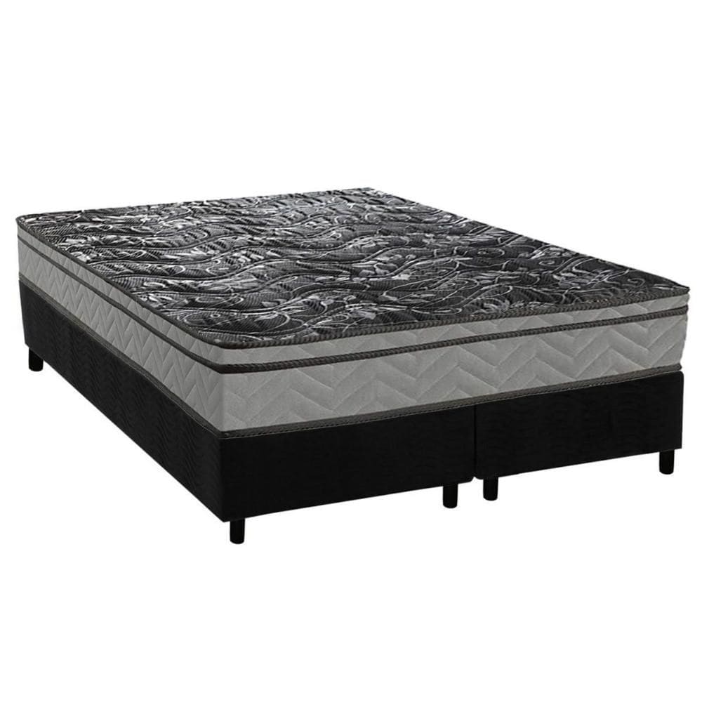 Conjunto Box Queen: Colchão Espuma Paropas D28 Conforto Ultra Firme + Base CRC Suede Black (158x198)