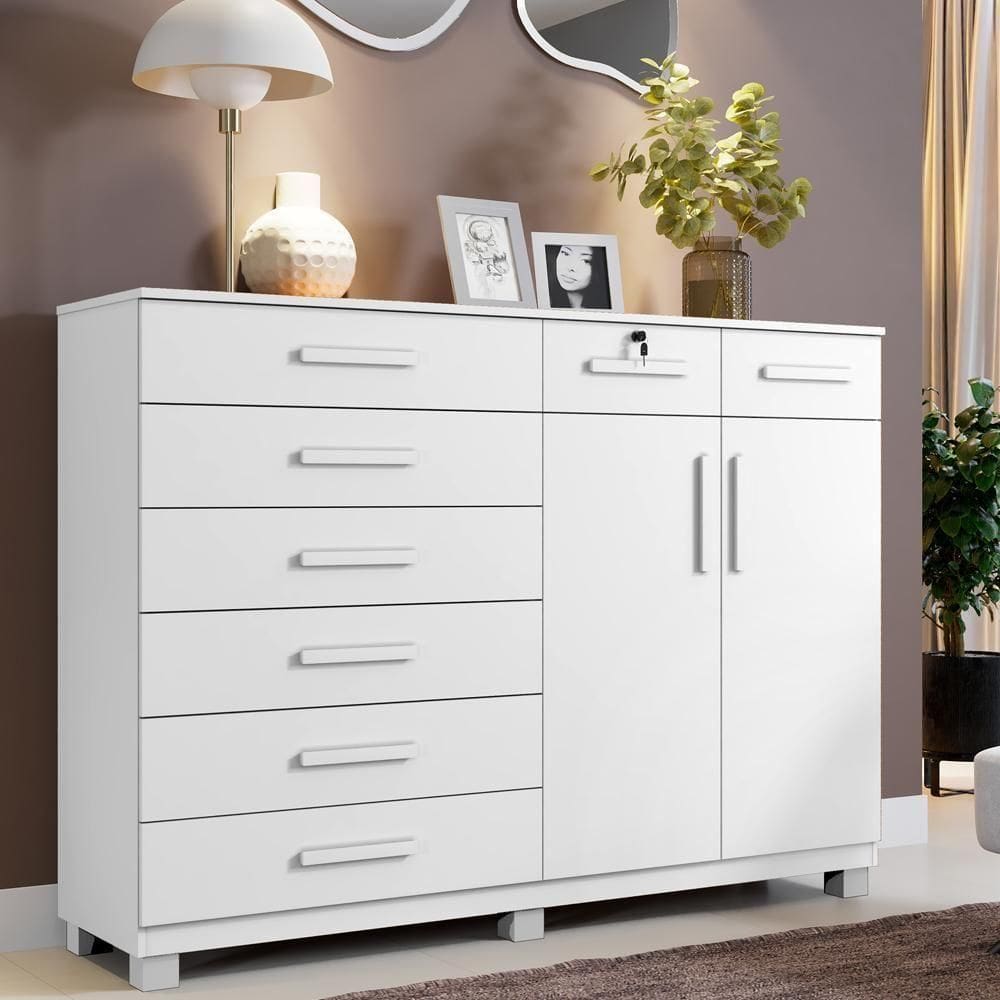 Cômoda Triunfo 8 Gavetas E 2 Portas Branca