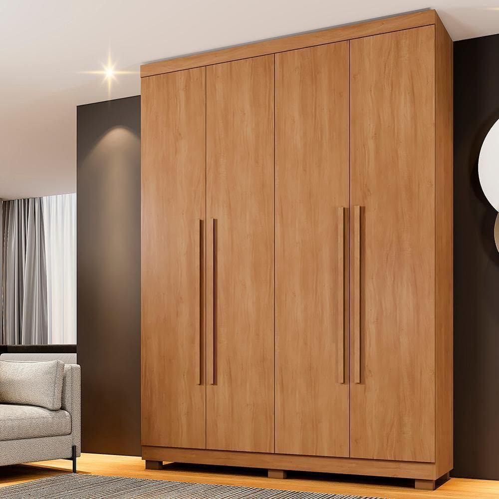 Roupeiro New Supremo 4 Portas E 3 Gavetas Cinamomo