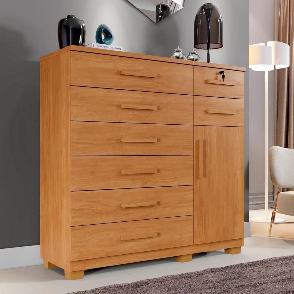 Cômoda Bela Plus 8 Gavetas E 1 Porta Cinamomo