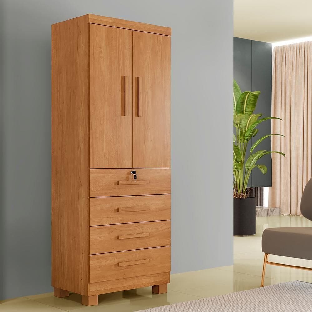 Armário Multiuso New Aurora 2 Portas 4 Gavetas Cinamomo