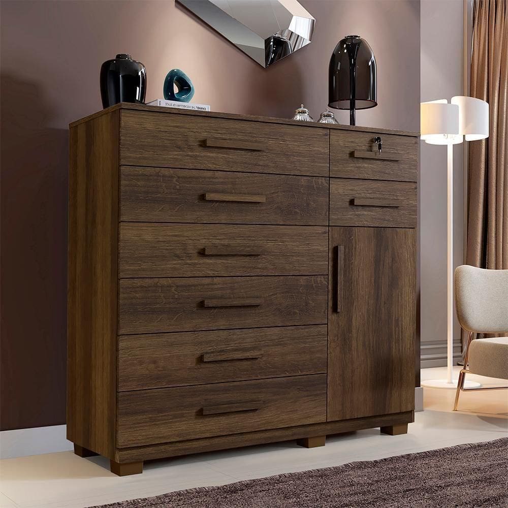 Cômoda Bela Plus 8 Gavetas E 1 Porta Imbuía