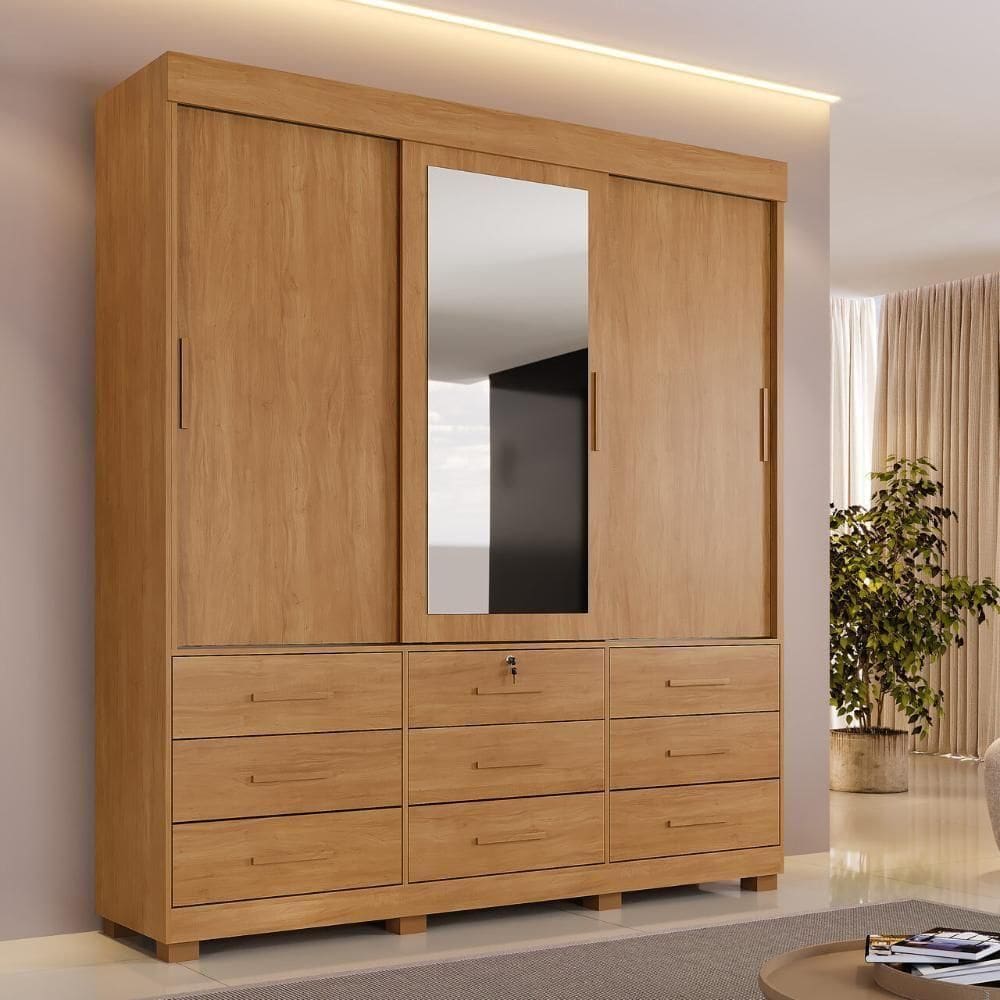 Roupeiro Turim 3 Portas E 9 Gavetas Cinamomo