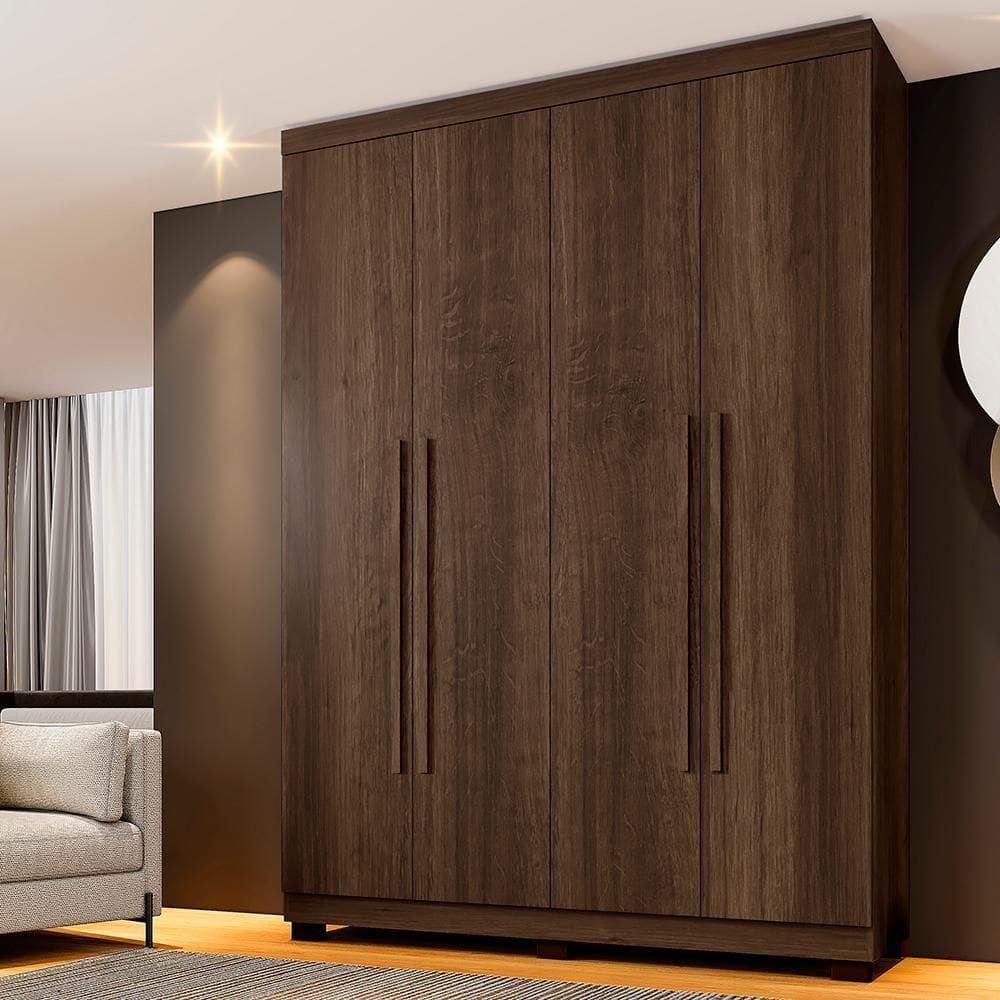 Roupeiro New Supremo 4 Portas E 3 Gavetas Imbuía